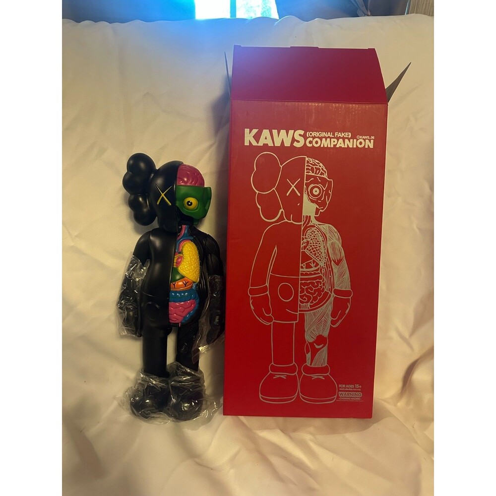 Kaws Original Fake Companion Dissected Anatomy Black - New 14"